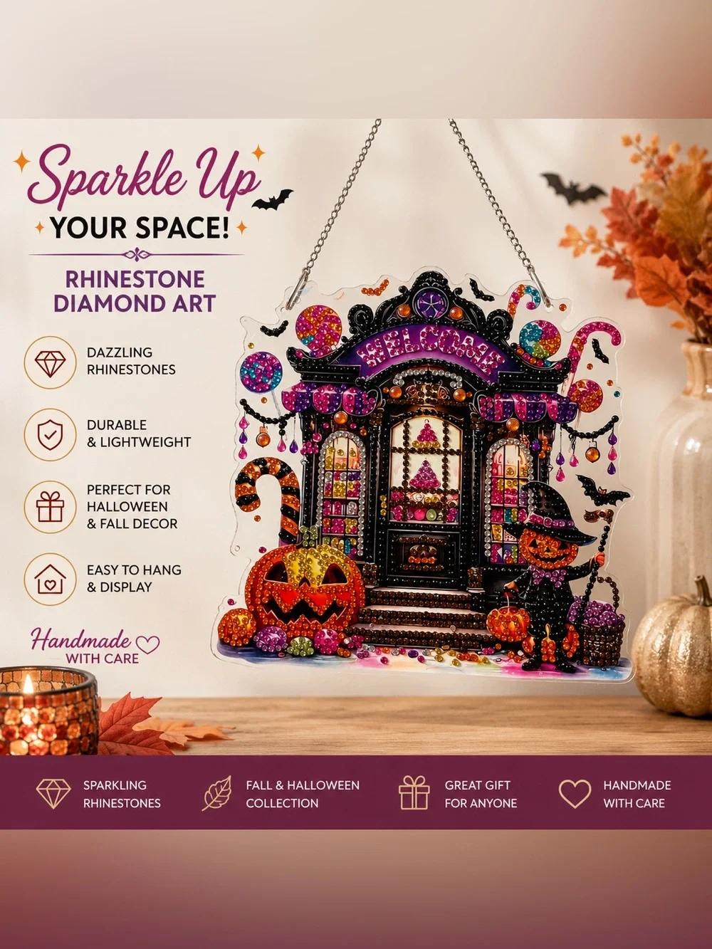 Halloween Diamond Art Haunted House Hanging Decor - Sealed Reserved for Vickie